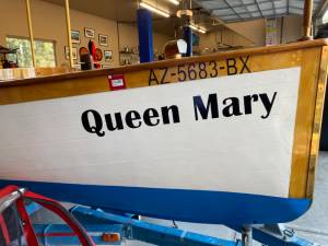 1890 custom picnic launch Boat Lettering from David L, AZ